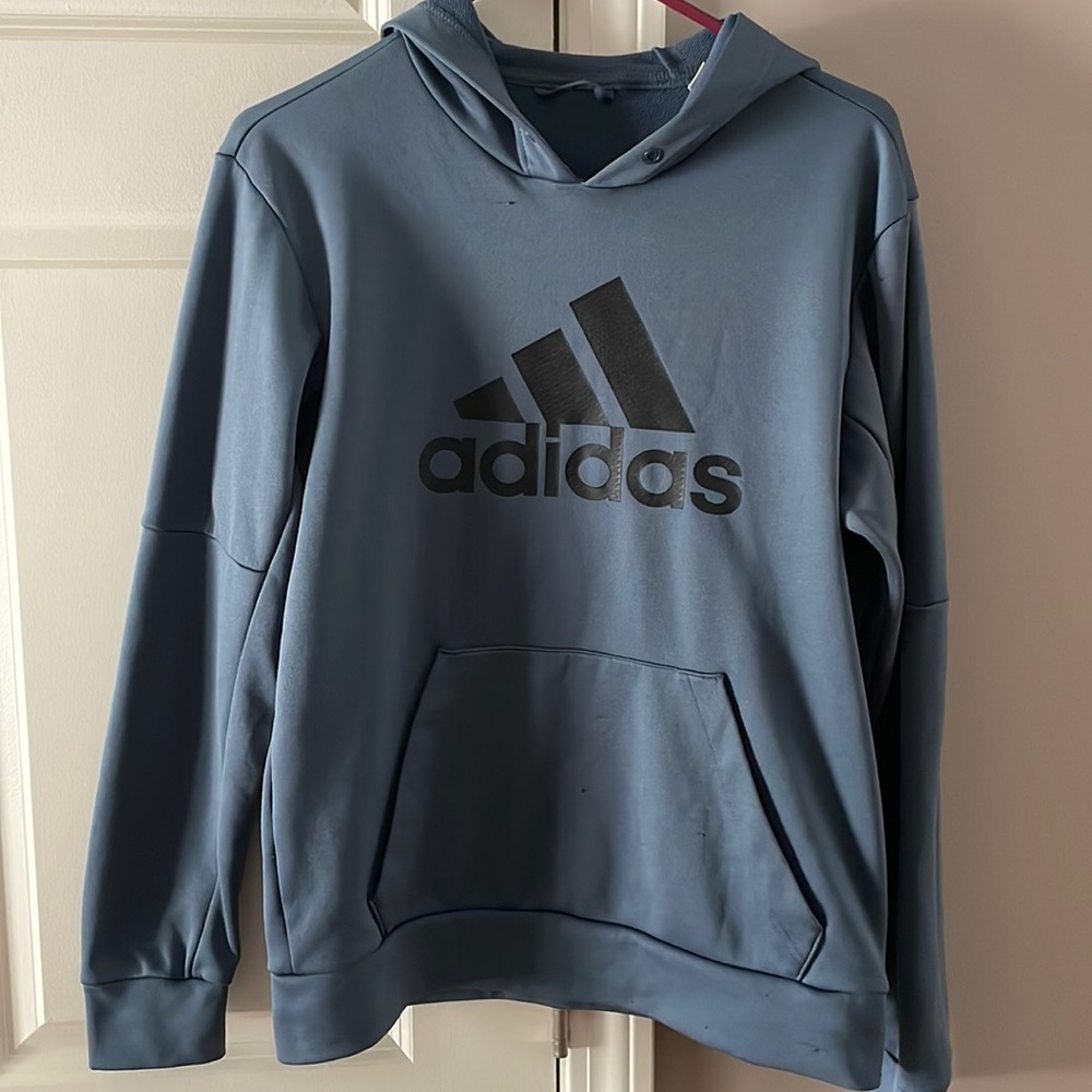 Men’s Adidas Sweatshirt. Size small. Color bluish gray with black.